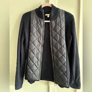 Barbour quilted  navy cardigan sweater/jacket for Women. USA size 10.